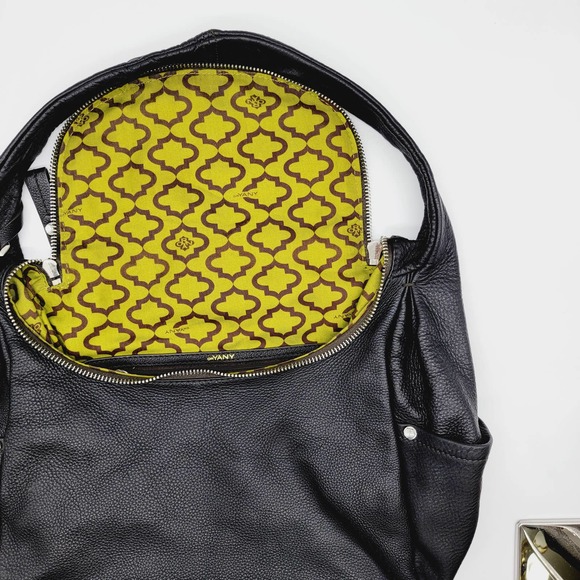 orYANY Black Pebbled Leather Half Moon Zip Hobo Handbag - Picture 9 of 13